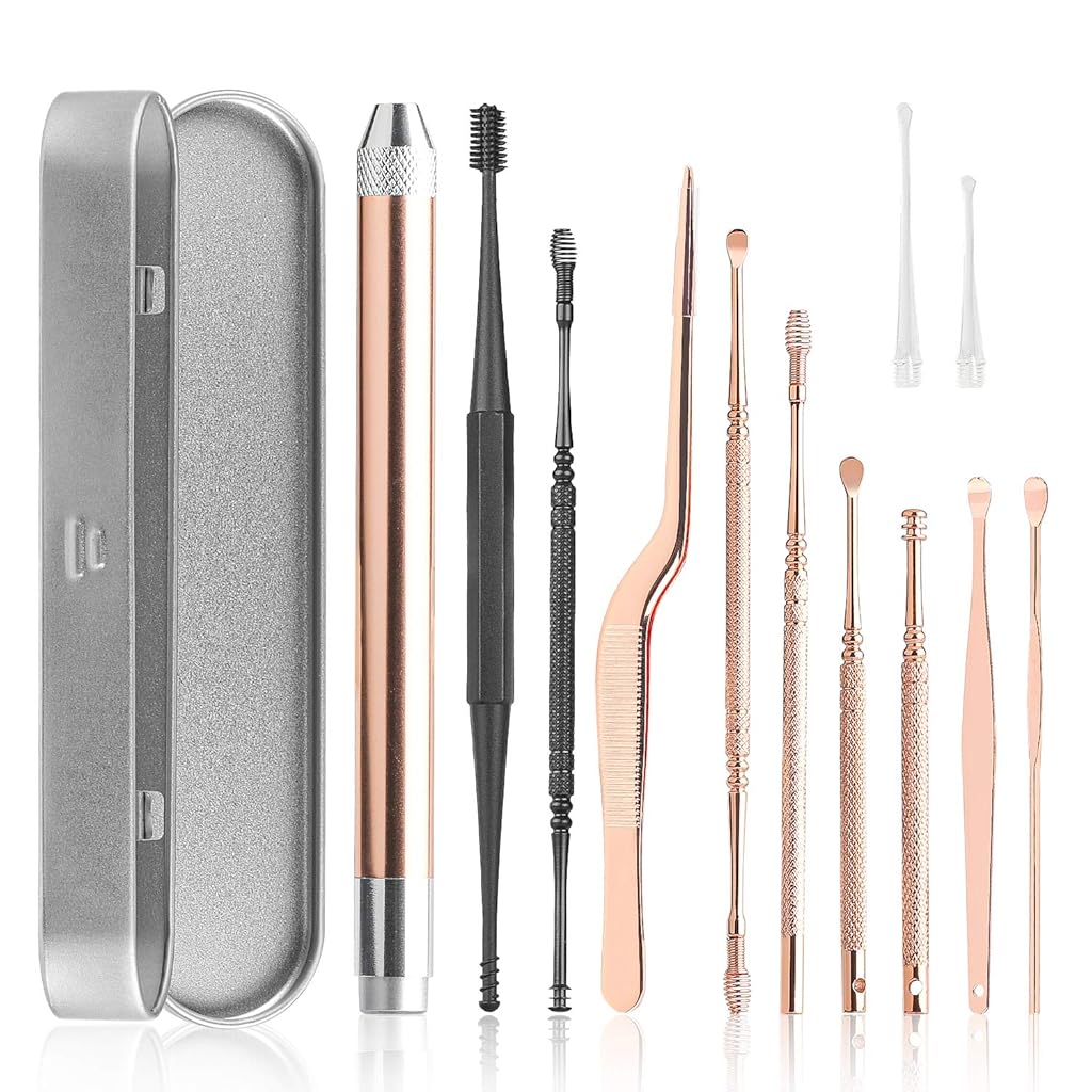 MAYCREATE 10PCS Ear Wax Cleaner Stainless Steel Ear Wax Remover Tool Kit Grade Stainless Steel Ear Pick Tools for Adults and Kids Ears Cleaning(Batteries Included) MAYCREATE 10PCS Ear Wax Cleaner Stainless Steel Ear Wax Remover Tool Kit Grade Stainless Steel Ear Pick Tools for Adults and Kids Ears Cleaning(Batteries Included)